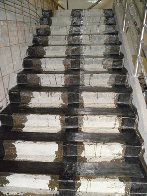 青海海南州di一高ji中學崇禮樓樓梯踏步碳纖維及鋼板壓條加固工程